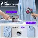 Travel Steamer for Clothes, 2-in-1 Steam Iron & Garment Steamer with Fast Heat-Up, 1200W Portable Handheld Clothes Steamer, Large Ceramic Heat Panel Quick Wrinkle Removal for Home/Travel/Hotel