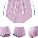 Post Surgery Tearaway Underwear for Women, Reusable Stick-On Briefs, Incontinence & Elderly Care, Hip Knee Surgery, Breathable CottonPurple 2XL