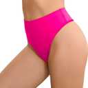 Bellecarrie Women's Thong Rave Bottoms High Waisted High Cut Bikini Bottoms (Large, Hot Pink)