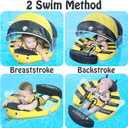 Mambobaby Float with Canopy Non-Inflatable Baby Pool Float Infant Solid Swim Float Add Tail Water Floats Smart Swim Trainer for Infant Toddler 3-24 Months, Honey Bee Yellow