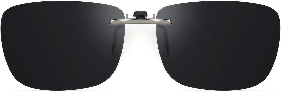 Polarized Clip On Sunglasses Over Prescription Glasses Men Women Compact Fit Non-Flip Up (Black Super Dark Category 4 Lens for Sensitive Eyes)