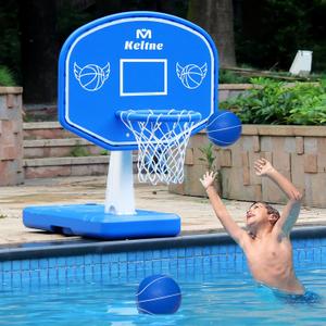 Pool Basketball Hoop Poolside, Large Pool Summer Water Basketball Hoop Game Toys with Lengthen Sturdy Base for Kids Boys Girls, Swimming Pool Basketball Hoop with 2 Balls and Pump