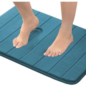 Flamingo P Memory Foam Shower Bath Mat, Fast Drying Soft Non Slip Absorbent Bathroom Shower Rugs, 20x32 Inches, Dark Teal