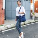 AOCINA Denim Purse Jean Tote Bag for Women Crossbody Shoulder Weekend Bags Denim Purses and Handbags for Women(E-delft Light Blue Small)