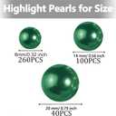 400Pcs Green Vase Filler Pearl Beads for Centerpieces Vases, No Hole Faux Polish Pearls for Floating Candle Home Birthday Wedding Party Table Decor8/14/20mm