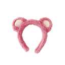 Bear Ears Cute Headband Fluffy Hairband, Animal Head Wear for Party Celebrations Cosplay Dress up Costume Makeup Washing Face Adults Women Gift (Pink)
