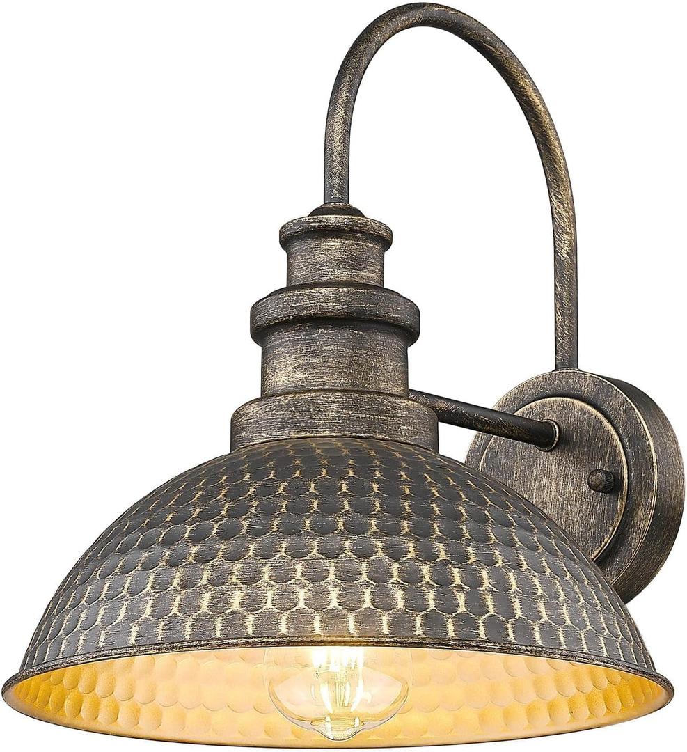 Outdoor Barn Light, 11.5 Inch Farmhouse Wall Mount Lighting, Anti-Rust Waterproof Industrial Black Outside Wall Sconces, Vintage Outdoor Wall Light for House Porch Patio Garage(Vintage Bronze, 1 Pack)