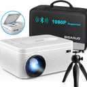 BIGASUO HD 9000L Bluetooth Projector Built in DVD Player, Mini Projector 1080P and 250Supported with Tripod/ Carry Bag, Projector Compatible w/ TV Stick, PS5, Laptop, Portable Outdoor Movie Projector