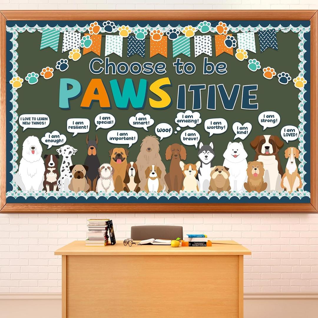 Pet Dog Classroom Bulletin Board Decorations Puppy Dog Paw Bulletin Board Set Motivational Pet Dogs Theme Cutouts Classroom Decorations for Back to School Wall Door Decor Chalkboard Supplies