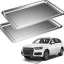 2 Pcs Under Car Oil Pans for Changing Oil, Motorcycle Automotive Oil Change Pan Silver Rust Resistant Drip Tray, Oil Catch Pan Replacement Tray for Garage Machinery Supplies (27.56 x 19.69 Inch)