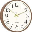 Vintage Wall Clock 14 Inch Quartz Silent Non-Ticking Analog Clock Battery Operated Rustic Round Decorative Clock for Living Room Kitchen Home Office Classroom (Brown Wood Grain)