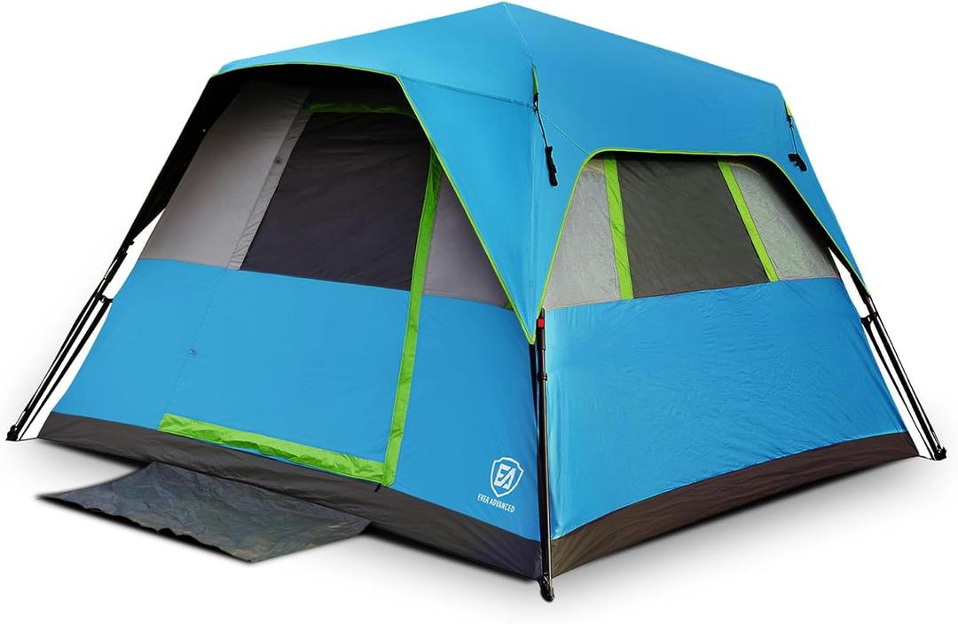 EVER ADVANCED 6 Person Camping Tent, Blackout Instant Cabin Tent for Family, 108 x 108 x 73"