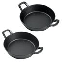 DVK Small Cast Iron Skillet Round Frying Shrimp Pan Set Suitable for kitchen, Indoor and Outdoor Picnics (2, 7In)