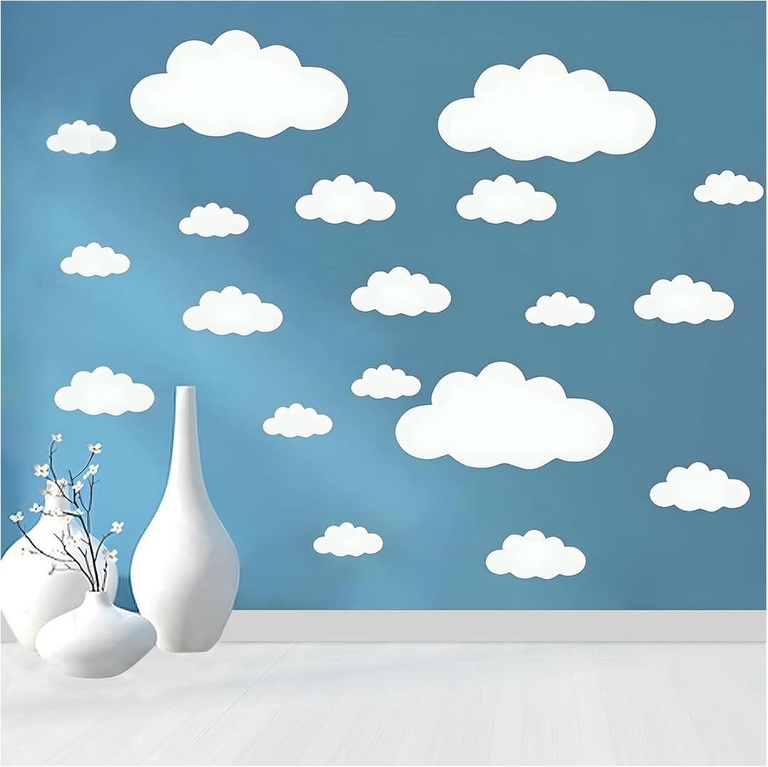Big Clouds Wall Decals Removable DIY Large Vinyl Sticker Self Adhesive Wallpaper for Living Room Nursery Children Baby Kids Boys Girls Bedroom Decor Home Art Mural Dec