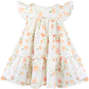 Toddler Girls Ruffle Dress Sleeveless Flower Girls Swiss Dot Flowy Pleated Party Dress Size 120