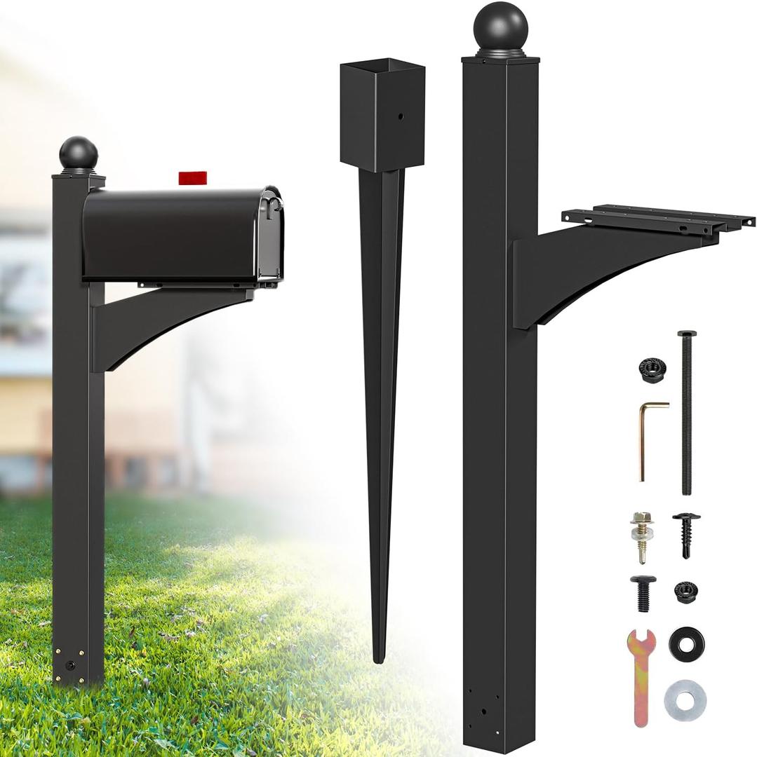 56" Decorative Mailbox Post for Outside | Tall Decorative Mount for Mailboxes, Decorative Post w/Flower Box, Architectural Post for Mailboxes