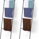 2 Pack Blanket Ladder Decorative Towel Rack Holder for Bathroom, Wall Leaning Metal Drying Quilt Stand for Living Room Bedroom Farmhouse Home Decor, for Women Mom Mother Her Wife - Black