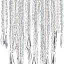 Acrylic Chandelier Ceiling Light Shade Beaded Hanging Pendant Lampshade with Gold Frame for Bedroom for Wedding Party H12.9" X W8.7" 3 Tiers