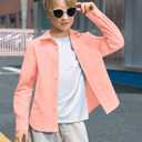 Haloumoning Boys Linen Button Down Shirts Kids Long Sleeve Dress Shirts School Uniform Shirt 5-14 Years, 130