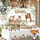 Woodland Baby Shower Decorations,273pcs Woodland Animals Baby Shower Decorations With Plates and Napkins Cups Tablecloth Backdrop Balloon Arch Cake Toppers for Woodland Creatures Baby Shower Supplies