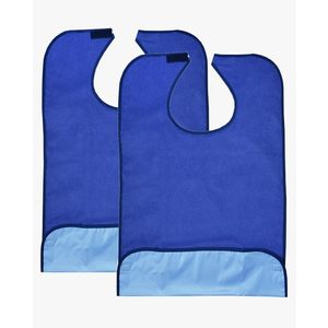 2 Pack Adult Bibs - Reusable and Washable Cotton Terry Cloth Aprons for Elderly, Seniors and Disabled
