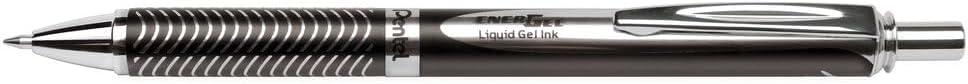 Pentel Retractable Gel Pens, Metal Tip, .7mm, Black Ink (PENBL407AA)