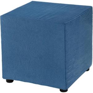 uxcell Square Ottoman Cover 18x18x18inch Stretch Polyester Washable Ottoman Slipcovers Elastic Foot Stool Foot Rest Protector for Living Room Bedroom, Blue