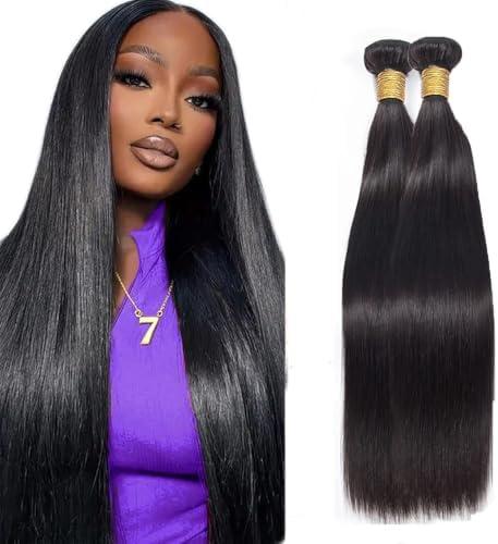 Natural Black Color Straight Bundles Human Hair Brazilian Unprocessed Virgin Hair 2 Bundles 14 14 Inch Straight Human Hair Extensions