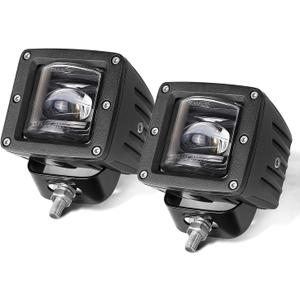3" SAE LED Fog Lights Street Legal DOT Approved Square LED Cubes Cut-Off Beam Fog Pods Lights 2pcs for Trucks Pickup SUV Car Wrangler Toyota Nissan Ram (Black)