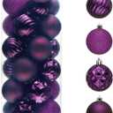 Valery Madelyn Christmas Tree Decorations Ornament Set Decor, 24ct 2.36 Inches Purple Shatterproof Christmas Ball Ornaments Hanging Xmas Holiday Party Decor