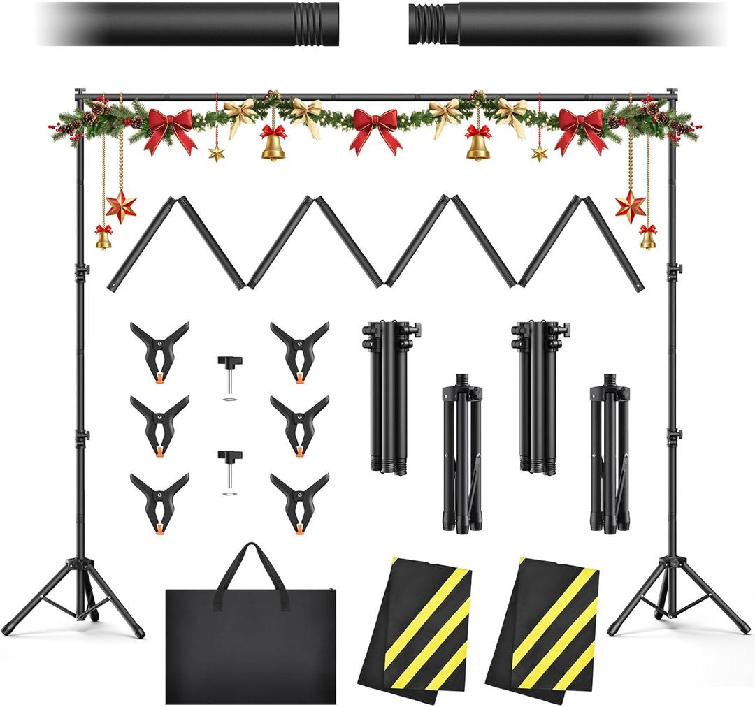 Backdrop Stand 10x7.5ft(WxH), Heavy Duty Adjustable Photo Back Drop Stand kit, Suitable for Party, Photography, Weddings