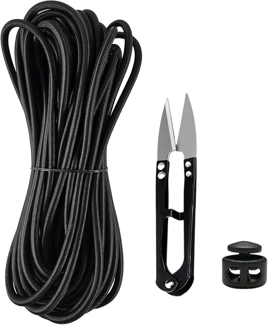 Black Elastic Cord 2mm Elastic String for Bracelets, Heavy Stretch Round String Elastic for Jewelry, Stretch Round String Elastic Cord for DIY Crafting Sewing