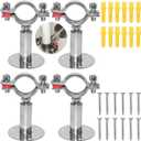 Beduan 1.25 Inch Stainless Steel Pipe Support Wall Ceiling Mount Pipe Strap Clamp Adjustable Pipe Bracket Holder for PVC Metal Water Pipe Tube Fitting (Range 32-34mm) 4Pcs