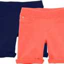KIDPIK Shorts for Girls - 2 Pack Kids 5 Pocket Knit Bermuda Spring or Summer Shorts, Size: 10