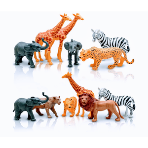 Safari Animals Figures, Plastic Zoo Animals Toys for Toddlers 1-3, Realistic Jungle Animal Figurines for Kids 3-5, 12Pcs Wild African Toys Birthday Gifts Boys Girls