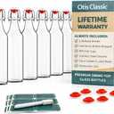 Otis Classic Swing Top Glass Bottles - Set of 6, 16oz w/Marker & Labels - Clear Bottle with Caps for Juice, Water, Kombucha, Wine, Beer Brewing, Kefir Milk or Eggnog