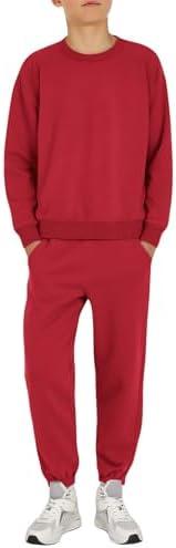 Haloumoning Boys 2 Piece Outfits Sweatsuit Kids Crewneck Sweatshirt and Elastic Waist Sweatpants Set 5-6 Years 