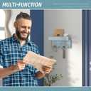 Rebee Vision Small Key Holder Wall Mount for Farmhouse Decor - Key and Mail Holder for Wall with Shelf and 4 Key Hooks - Room Decor Aesthetic (Distressed Blue)