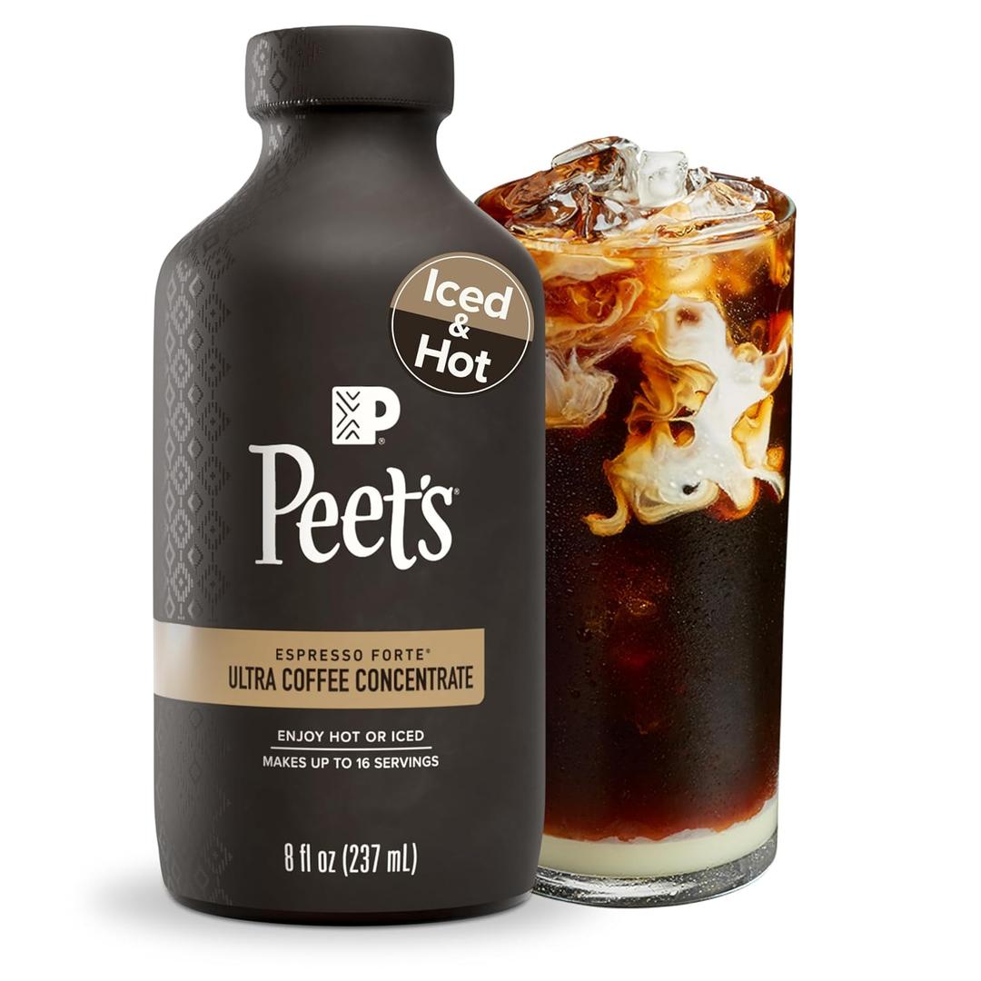 Peet's Coffee, Ultra Coffee Concentrate, Instant Hot, Cold Brew, or Iced Coffee, 100% Arabica Coffee - Espresso Forte, 8 Fluid Ounce Bottle (16 Servings)