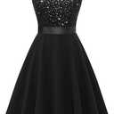 BeryLove Women's Short Homecoming Dresses for Teens Sleeveless Flowy A Line Wedding Guest Lace Formal Dress, M