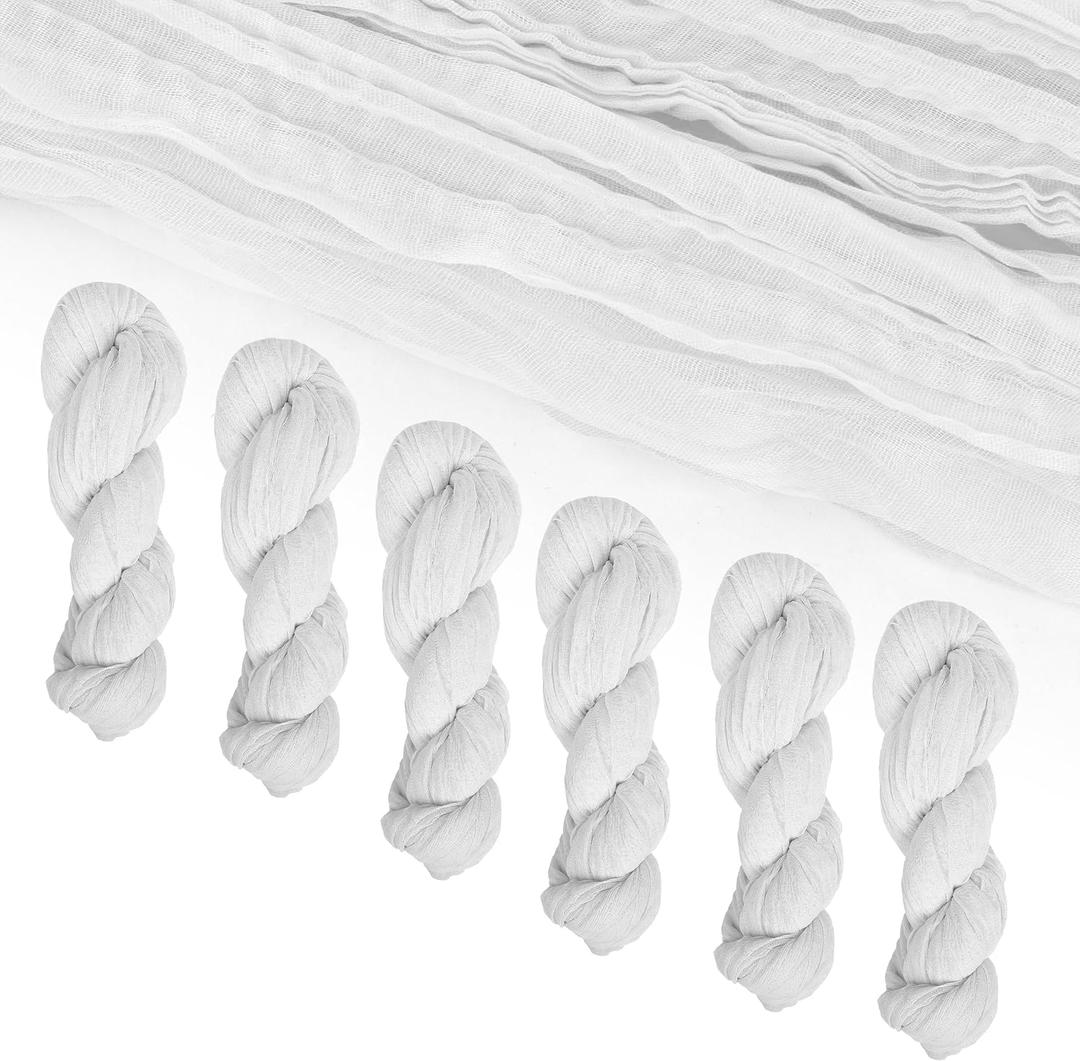 6 Pack Cheese Cloth Table Runners, 10 Foot Cheesecloth Table Runner Boho, Cheesecloth Table Runner 35x120, White Cheesecloth Table Runner, White Table Runners, Wedding Arch Draping Fabric