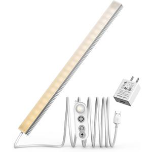 ASOKO Motion Sensor Dimmable LED Under Cabinet Lighting,14.5in USB Plug-in Under Desk Light with 3 Color Changing(2700K, 4000K,6000K), Dimmable LED Light Bar for Home Kitchen,Cabinet,Pantry