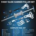 8MILELAKE 9 Way Slide Hammer Puller Axle Front Rear Wheel Bearing Dent Hub Gear Puller Remover Set