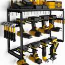 Power Tool Organizer, 8 Drill Holders Wall Mount, 3 Layer Heavy Duty Metal Storage for Garage Organization, Tools Storage with Hooks, Screwdriver Hammer Holder, Father's Day Mens Birthday Gift