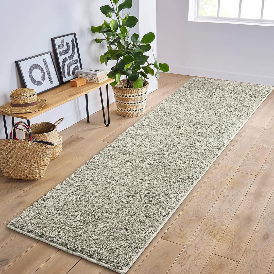 COZYLOOM Solid 2x8 Runner Rug Modern Shag Living Room Runner Indoor Non-Slip Non-Shedding Fluffy Rug Stain Resistant Plush Floor Carpet Hallway Runenr Rug Shaggy Rug for Entryway Kitchen, Gray (2x8ft, Grey)