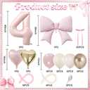 Pink 4 Balloon Number 40 Inch, Dusty Blush Pink Gold Sand White Latex Balloons 4 Year Old Birthday Decoration Bow Heart Foil Balloon Ribbon Bow for Girl Women Boho 4th Birthday Anniversary Party Decor