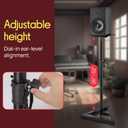 Pyle Speaker Stand Pair of Sound Play 1 and 3 Holder - Telescoping Height Adjustable from 26 - 52 Inch High Heavy Duty Three-point Triangle Base w/ Floor Spikes and 9 Square Platform, Black