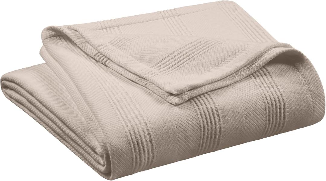 Full/Queen Size 100% Cotton Blanket | Super Soft Breathable Lightweight Throw Blanket | All-Season Knit Blanket | Versatile Hotel Luxury | Easy Care Full Size Cotton Blanket | Oeko-Tex Blanket | Mink