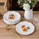 10 Inch Porcelain Dinner Plates Set of 6, White, Embossed, Dishwasher safe, Microwave safe (Picapica 10)