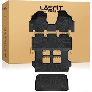 LASFIT Floor Mats & Trunk Mat for Honda Odyssey 2011-2017 (Fit 7& 8 Seaters), All Weather TPE Custom Fit Car Floor Liners, 1st & 2nd & 3rd Row & Cargo Mat, Black (EX-L/EX/Touring/Touring Elite/SE/LX)